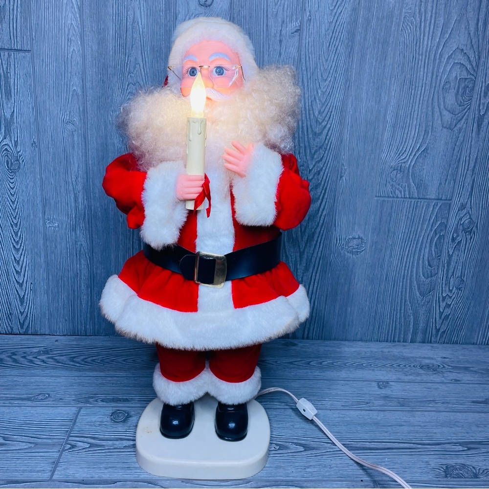 Vintage 24 inch animated Santa decoration with candle Christmas decoration